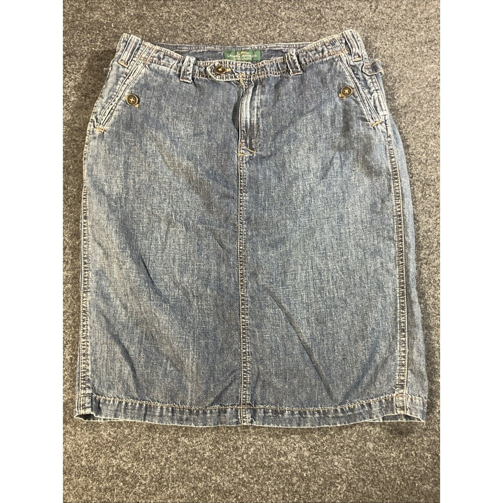 Vintage Lauren Jeans Co Ralph Lauren Denim Midi Skirt Size 10 Pockets Y2K Blue
